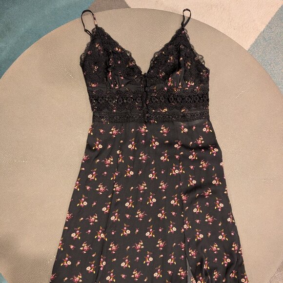 Flowery Free People Midi Black Dress XS - Picture 1 of 4